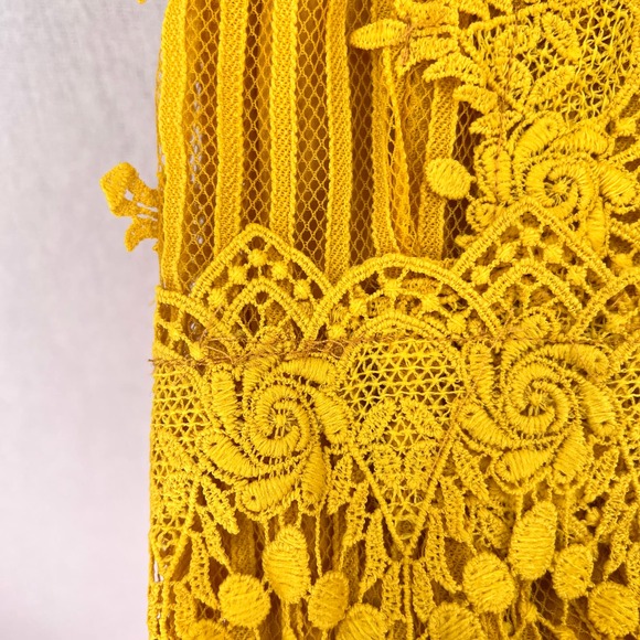 FREE PEOPLE Honey Lace Mini Dress Womens 0 Marigold Yellow Sleeveless NWT - Picture 11 of 16